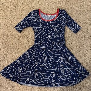 LuLaRoe Unique Blue Fit and Flare Dress Size Small